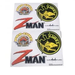 Tackle Tactics Pro Cure/TT Lures/Zman Team Sticker Pack-6 Assorted Fishing Stickers-Boat Decals