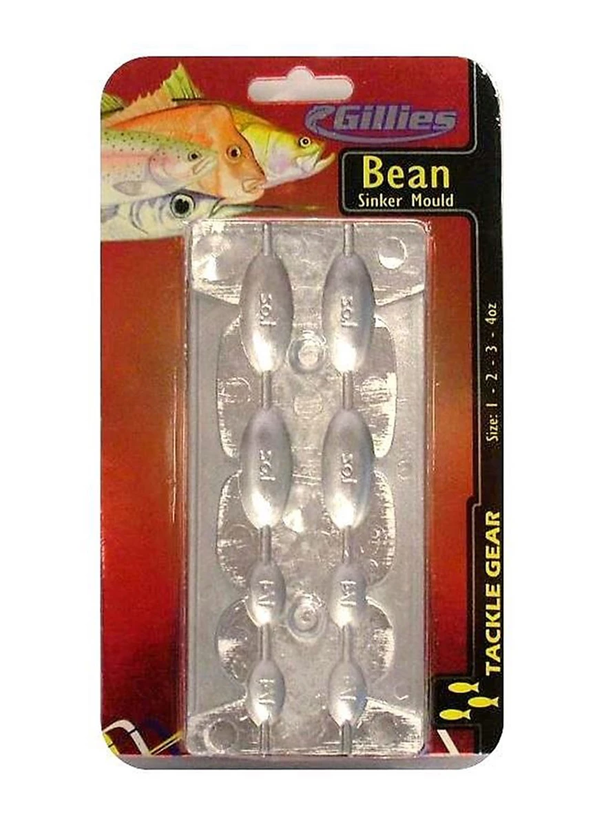 Sinker Moulds Gillies Bean Sinker Mould Combo - Makes 4 Different Size Bean Sinkers 3 Sinker Moulds Gillies Bean Sinker Mould Combo - Makes 4 Different Size Bean Sinkers