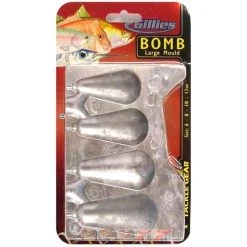 Sinker Moulds Gillies Large Bomb Sinker Mould Combo - Makes 4 Different Bomb Sinkers At A Time -Outlet Fishing Accessories Store 27BOMBL 2