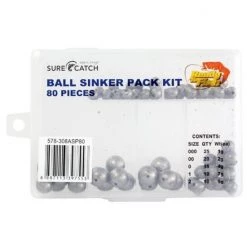 80 Ball Sinkers In Tackle Box - Surecatch Assorted Ball Sinker Pack -Outlet Fishing Accessories Store 308asp80 2