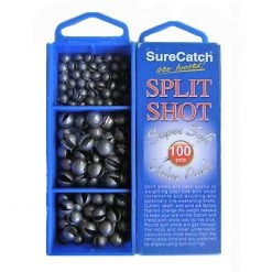 Surecatch 100 Pce Split Shot Sinker Pack 3 Sizes + Tackle Box - 1g 2g 3g