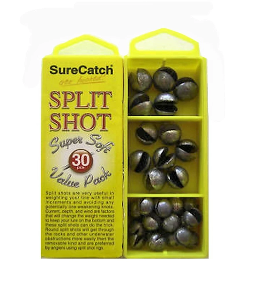 Surecatch Surecatch 30 X Assorted Large Split Shot Sinkers In Tackle Box - Split Shot Sinker Pack 3 Surecatch Surecatch 30 X Assorted Large Split Shot Sinkers In Tackle Box - Split Shot Sinker Pack