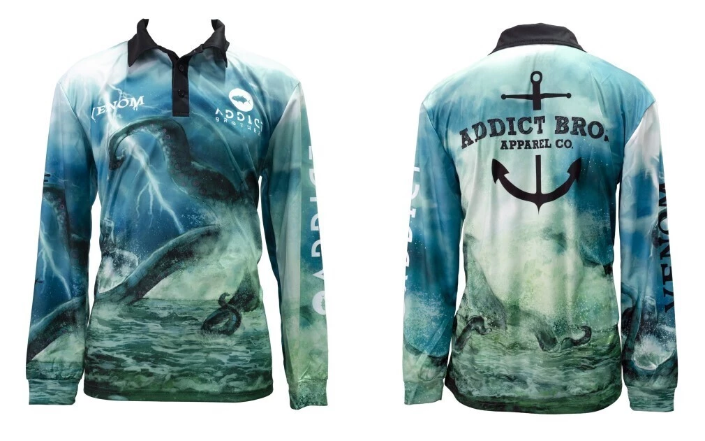 Fishing Shirts & Polos Wilson Venom Addict Brothers Kraken Tournament Long Sleeve Fishing Shirt -UPF50+ 3 Fishing Shirts & Polos Wilson Venom Addict Brothers Kraken Tournament Long Sleeve Fishing Shirt -UPF50+