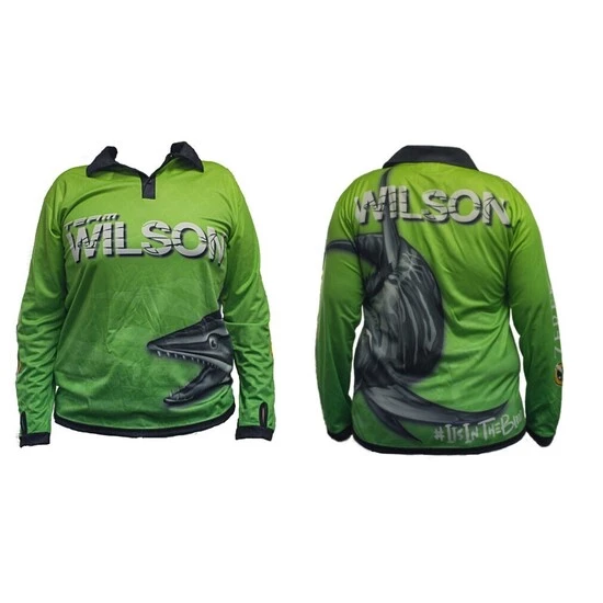 Fishing Shirts & Polos Team Wilson Green Tournament Long Sleeve Fishing Shirt With Collar - UPF50+ 4 Fishing Shirts & Polos Team Wilson Green Tournament Long Sleeve Fishing Shirt With Collar - UPF50+ - Image 2