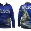 Fishing Shirts & Polos Team Wilson Navy Tournament Long Sleeve Fishing Shirt With Collar - UPF50+ -Outlet Fishing Accessories Store AFSWNS