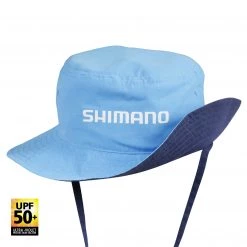 Hats/Caps Shimano Kid's Navy/Cyan Reversible Bucket Hat - UPF 50+ Fishing Hat