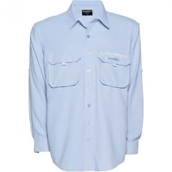 Fishing Shirts & Polos Shimano Skyway Blue Long Sleeve Fishing Shirt With Vented Back - UPF 30+