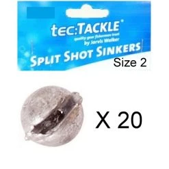 20 X Jarvis Walker 2 Split Shot Sinkers - Pre Packed 2 Split Shot Fishing Sinkers -Outlet Fishing Accessories Store Jw Split Sinker 2 2