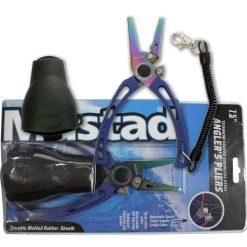 Mustad 7.5 Inch Titanium Coated Stainless Steel Fishing Pliers With Rubber Pouch