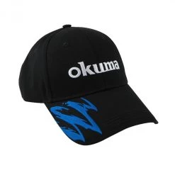 Hats/Caps Okuma Black Motif Cotton Fishing Cap With Adjustment Strap - Fishing Hat