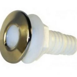 Marine Plumbing 25mm White Platinum Polypropylene Skin Fitting With Stainless Steel Trim