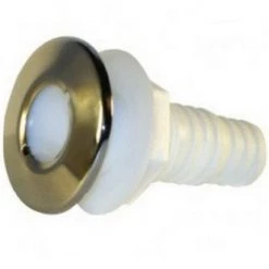 Marine Plumbing 37mm White Platinum Polypropylene Skin Fitting With Stainless Steel Trim