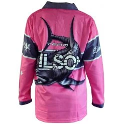 Fishing Shirts & Polos Team Wilson Pink Kids Tournament Long Sleeve Fishing Shirt With Collar -Outlet Fishing Accessories Store TSLSPK 2