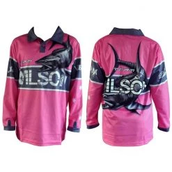 Fishing Shirts & Polos Team Wilson Pink Kids Tournament Long Sleeve Fishing Shirt With Collar -Outlet Fishing Accessories Store TSLSPK