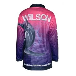 Fishing Shirts & Polos Team Wilson Pink/Purple Kids Tournament Long Sleeve Fishing Shirt With Collar -Outlet Fishing Accessories Store TSLSPPK 1