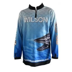 Fishing Shirts & Polos Team Wilson Kids Light Blue Tournament Long Sleeve Fishing Shirt With Collar -Outlet Fishing Accessories Store TSLSWLK 1