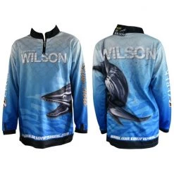 Fishing Shirts & Polos Team Wilson Kids Light Blue Tournament Long Sleeve Fishing Shirt With Collar -Outlet Fishing Accessories Store TSLSWLK