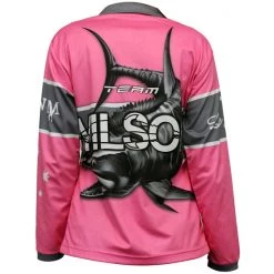 Fishing Shirts & Polos Team Wilson Pink Tournament Long Sleeve Fishing Shirt With Collar-Fishing Jersey -Outlet Fishing Accessories Store TSLSWP 1