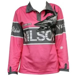 Fishing Shirts & Polos Team Wilson Pink Tournament Long Sleeve Fishing Shirt With Collar-Fishing Jersey -Outlet Fishing Accessories Store TSLSWP