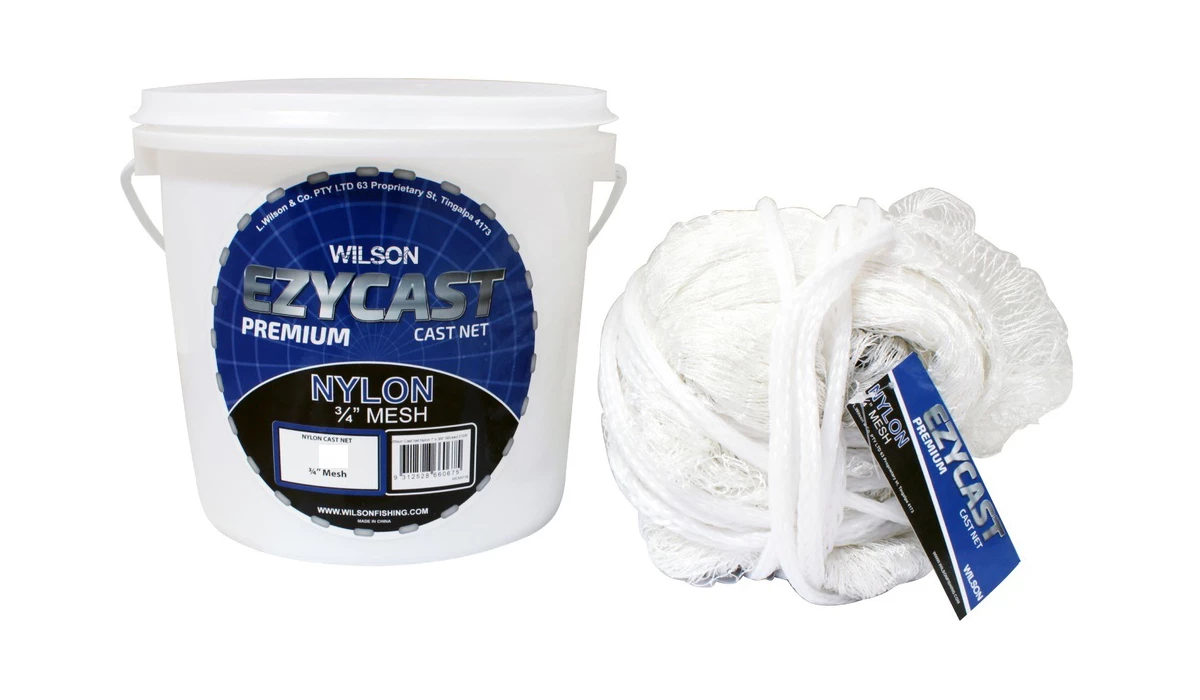 Nylon 3/4" Mesh Wilson EZYCAST Nylon Cast Net With 3/4 Inch Mesh Size And Bottom Pocket 3 Nylon 3/4" Mesh Wilson EZYCAST Nylon Cast Net With 3/4 Inch Mesh Size And Bottom Pocket