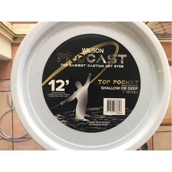 12ft Wilson Pro Cast Top Pocket Cast Net-Standard Mono Cast Net With 1 Inch Mesh 5 12ft Wilson Pro Cast Top Pocket Cast Net-Standard Mono Cast Net With 1 Inch Mesh - Image 3