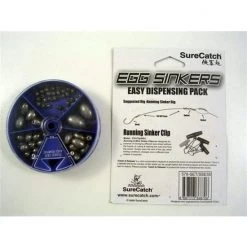 Surecatch Sinker Pack - 55 Assorted Egg Sinkers In Easy Dispensing Pack 5 Sizes -Outlet Fishing Accessories Store egg sinker pack 2